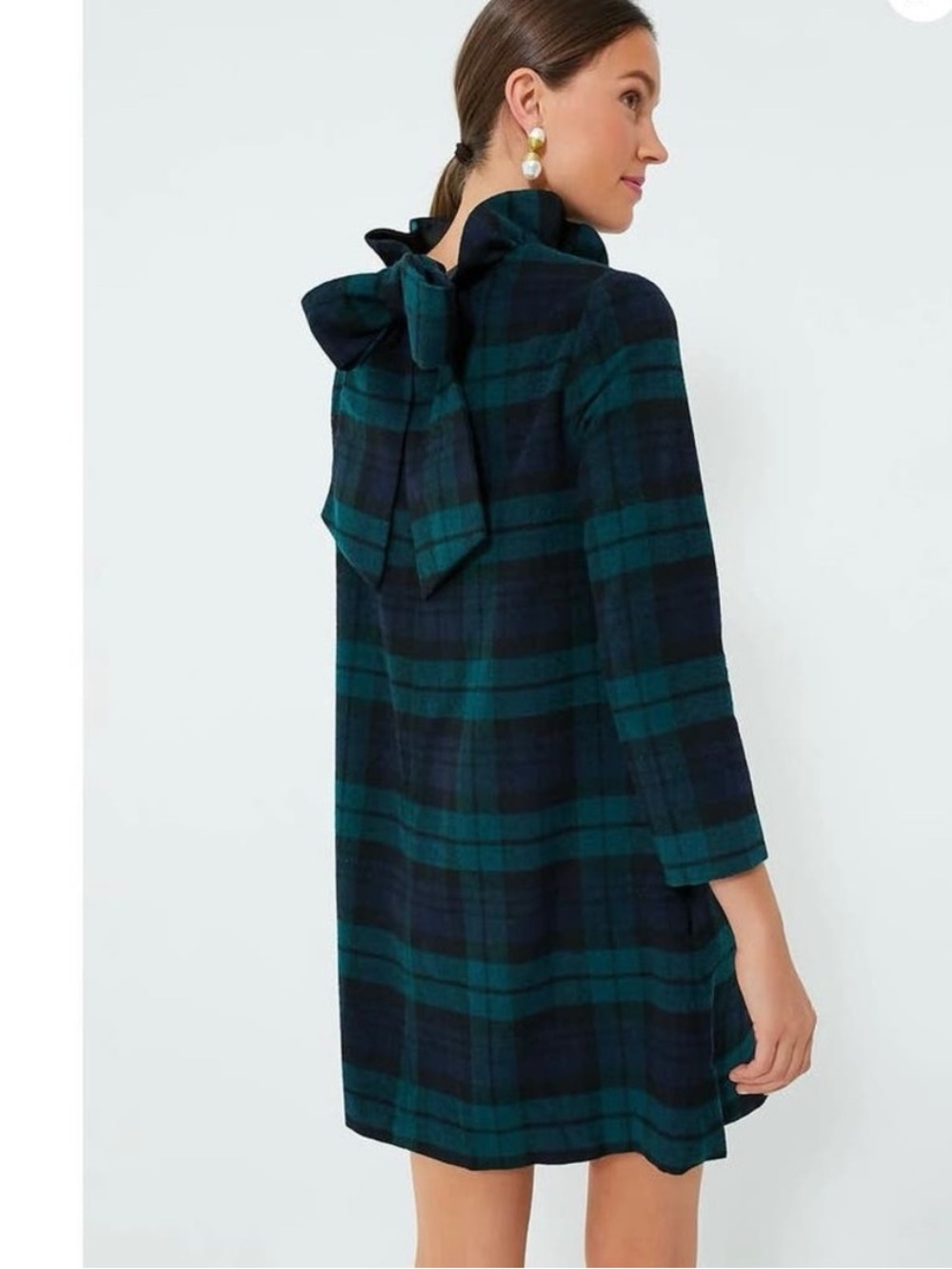 Tuckernuck Medium Blackwatch Daphne Dress Plaid Green Wool Holiday Christmas